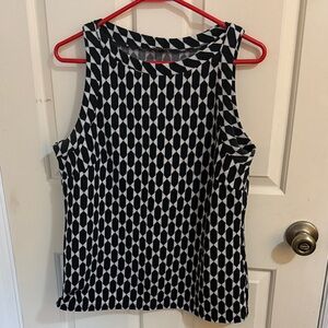Ann Taylor Black and White Diamond Pattern Tank Top